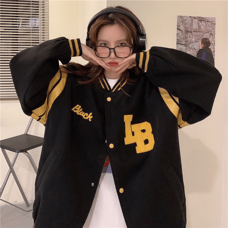 Áo Khoác Bomber In Chữ LB, Áo Khoác Nỉ Nam Nữ Form Rộng Dáng Hàn [NewUnisex]