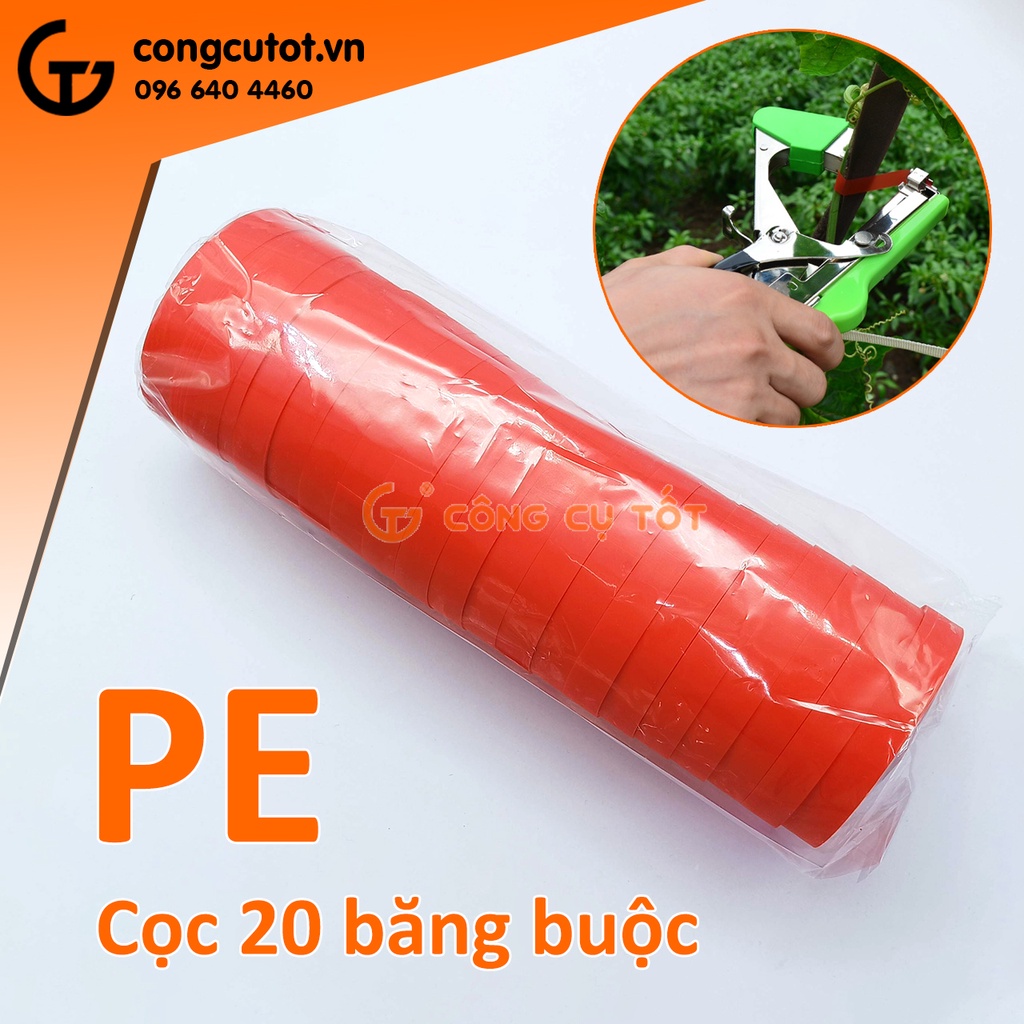 Bộ 100 cuộn dây buộc cành băng buộc dây leo PE cho máy buộc cành tặng kèm 1 cuộn dây PVC lớn