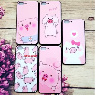 Ốp lưng iPhone 7 Plus/8 Plus lưng kính viền dẻo hình chú heo ngộ nghĩnh dễ thương