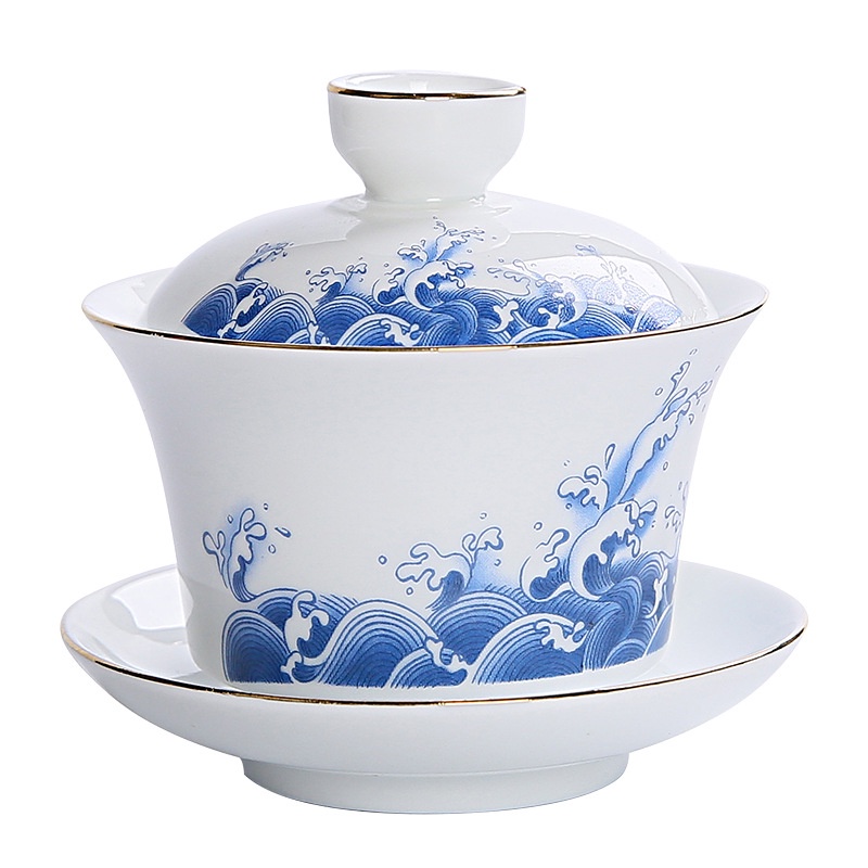 Bộ Tách Uống Trà Bằng Sứ Có Nắp Đậy Cỡ Lớn 12.7cm Tiện Dụng