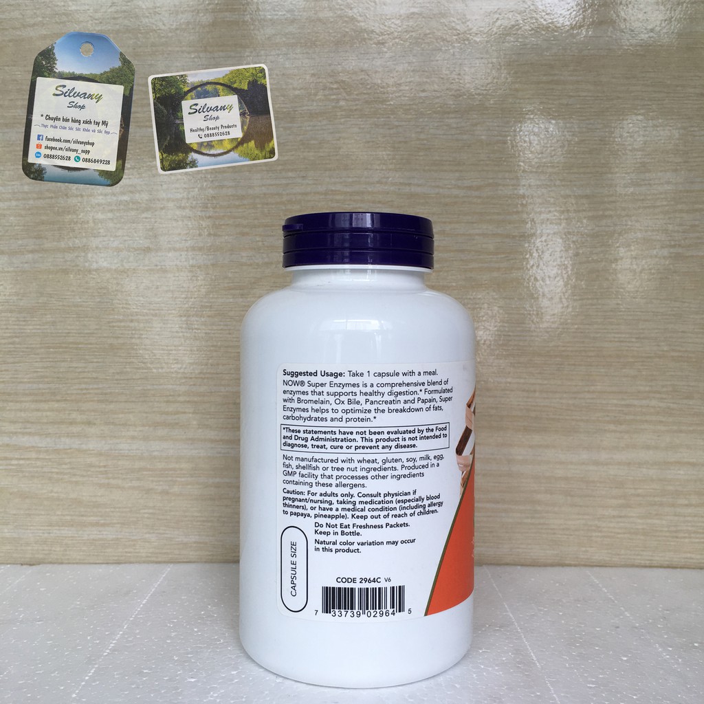 Super Enzymes Now Foods – Hỗ Trợ Tiêu Hóa, Hấp Thu Dinh Dưỡng Tốt Hơn - 180 caps