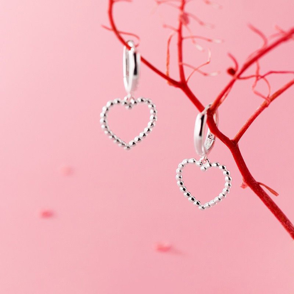 Khuyên Tai Bạc 925 Hình Trái Tim Rỗng Thời Trang Hàn Quốc Cho Nữ