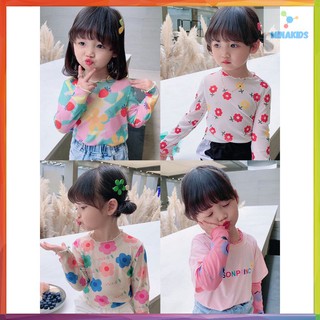 Áo hoa dài tay bé gái cotton 4 chiều cho bé 8-21kg