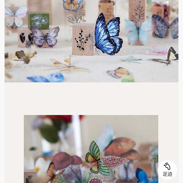 Set 40 sticker trang trí Bullet Journal, điện thoại hình bướm S44 Taro Stationery