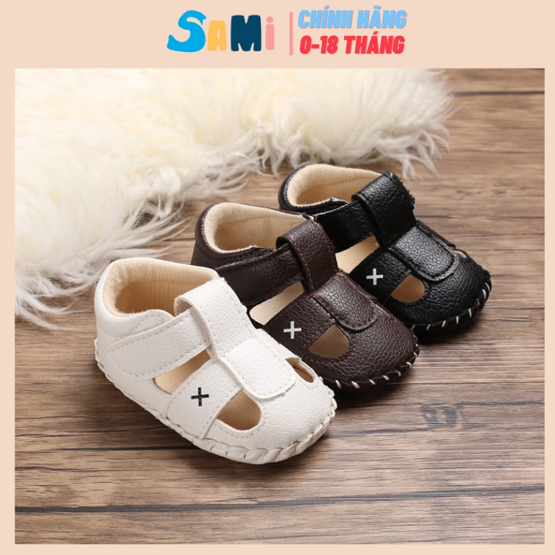 Giày tập đi, dép tập đi ,da mềm mại, đế chống trơn trượt an toàn cho bé từ 0-18 tháng