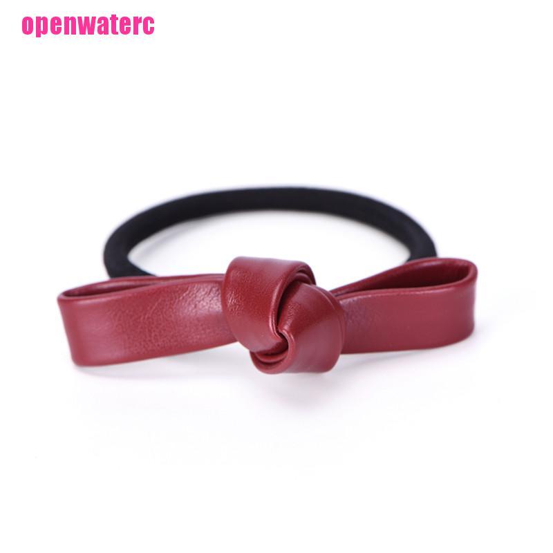 Dây Buộc Tóc Cao Su Co Giãn Bọc Da Phối Nơ Thời Trang Cho Nữ