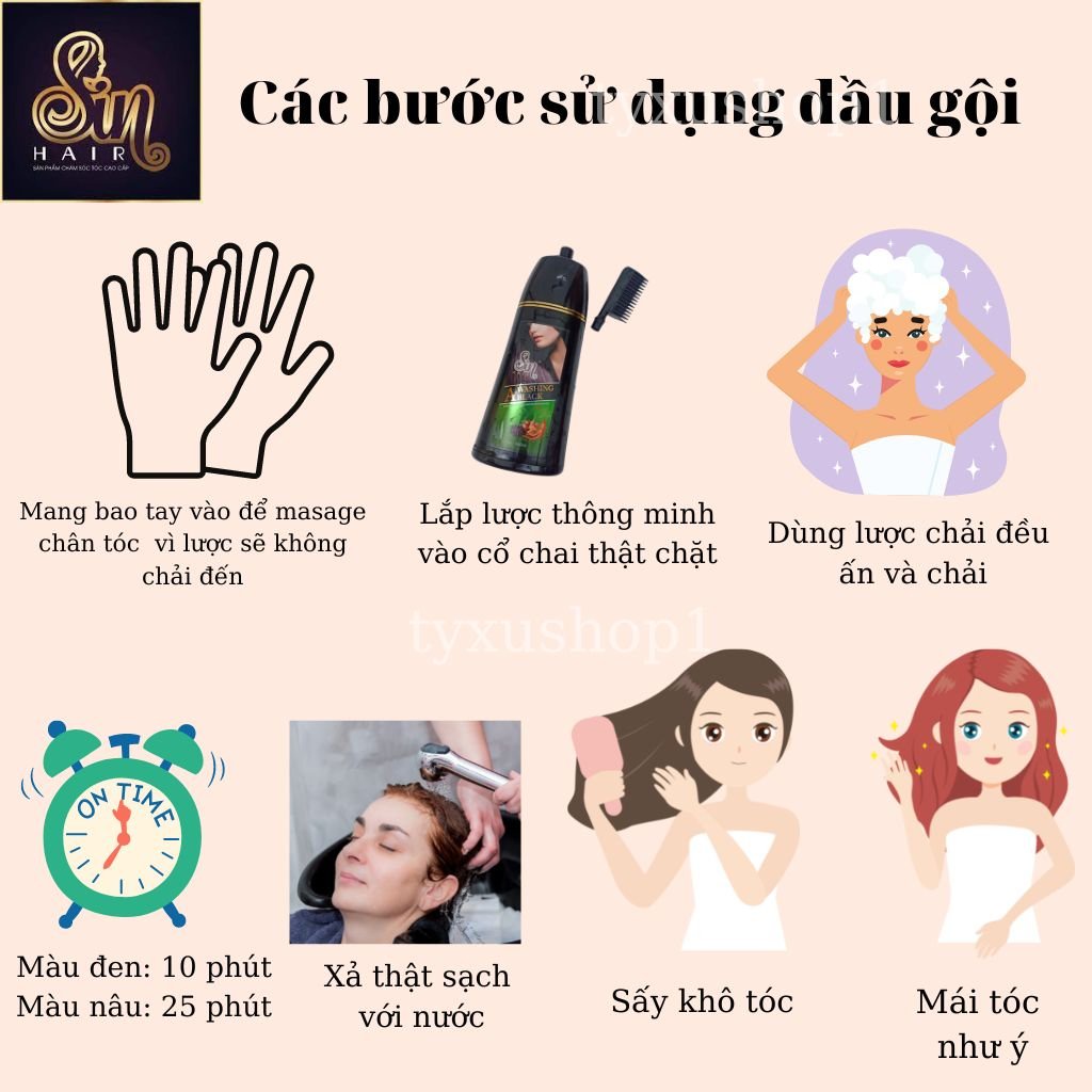 Dầu Gội Nhuộm Tóc Sin Hair Phủ Bạc Nhân Sâm, Phủ Đen Tóc Tự Nhiên Số 1 Nhật Bản 500ml