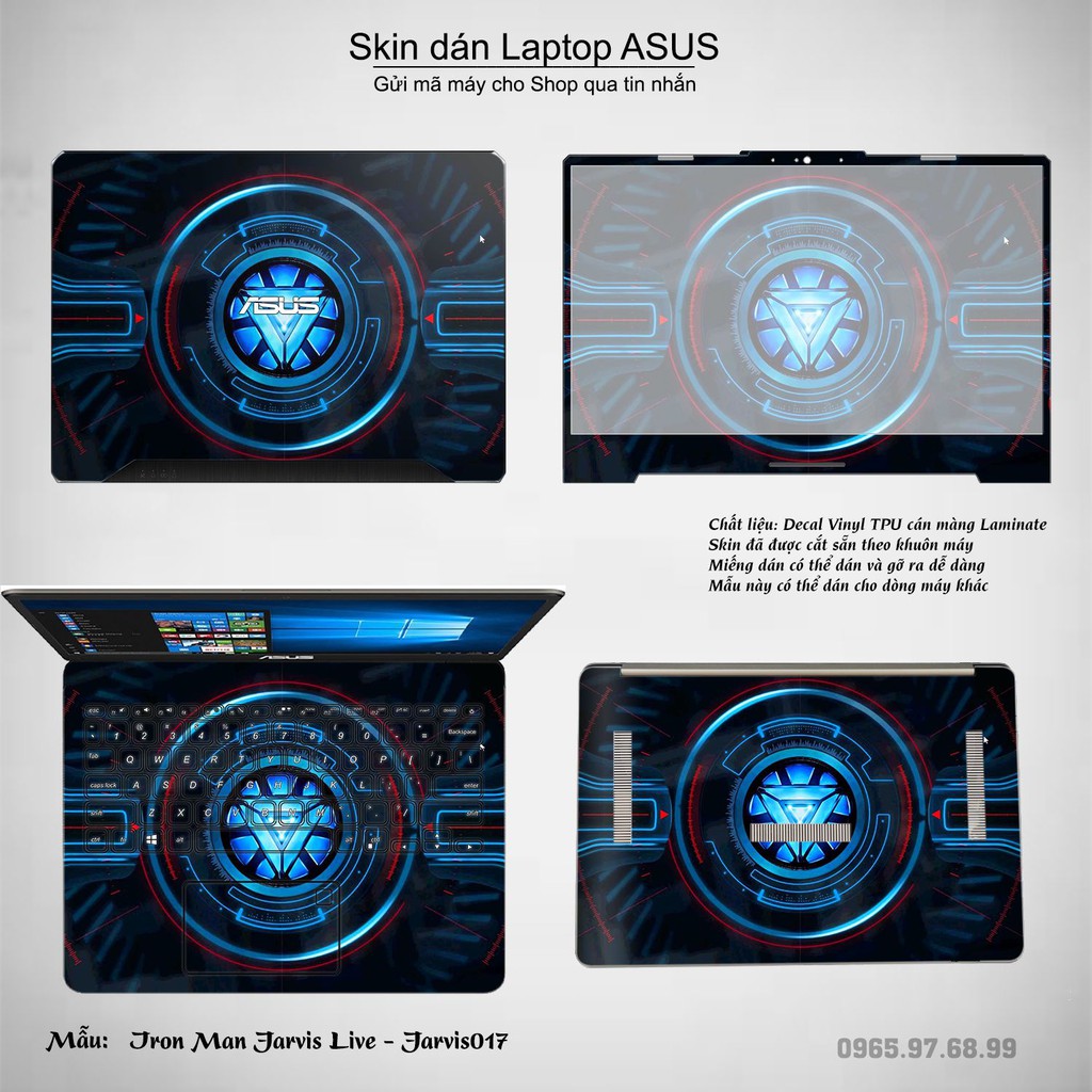 Skin dán Laptop Asus in hình Jarvis (inbox mã máy cho Shop)