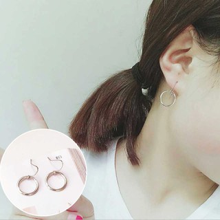 Bông Khuyên Tai Hàn Quốc Khung Hình Tròn Đeo Móc Basic Nữ Tính !
