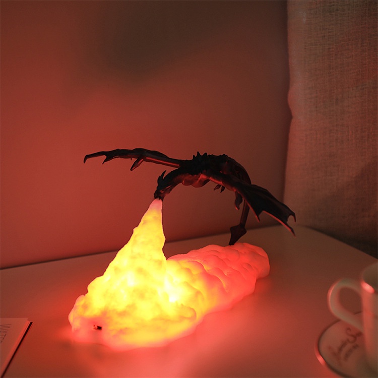 [ 3D fire-breathing dragon night light ][ USB creative flying dragon flame light ][ 3D Printing Fire-Breathing Dragon Light ]