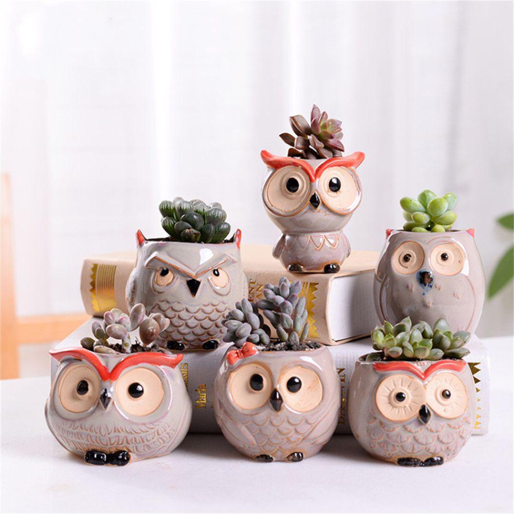 Bình Hoa Bằng Sứ Hình Cú Mèo Sáng Tạo Trang Trí Nhà Cửa