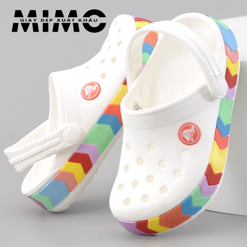 [Tặng 10 jibit] - Sục trẻ em, dép sục nhựa 3D viền mũi tên nhiều màu siêu êm mềm nhẹ, bền đẹp cho bé gái