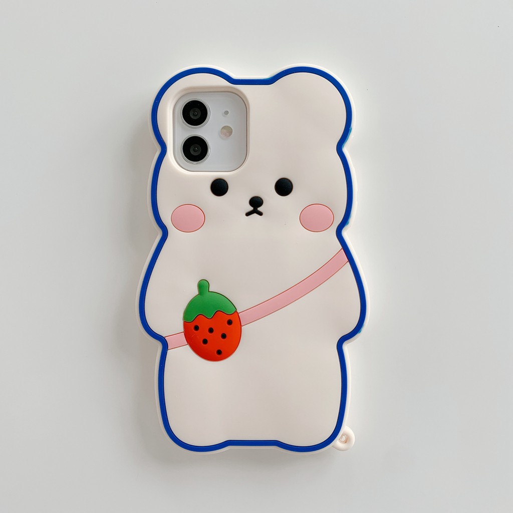 Ốp Điện Thoại Silicon Mềm Hình Gấu Dâu Tây Dễ Thương Cho iphone 7 8 X XS XR XS max 7Plus 8Plus 11 11 pro 11 pro max 12 mini 12 pro max