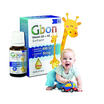 Gbon Vitamin D3 + K2- Bổ sung vitamin D3, K2 - giúp tăng cường hấp thu canxi, cho xương chắc khỏe, giúp bé cao lớn