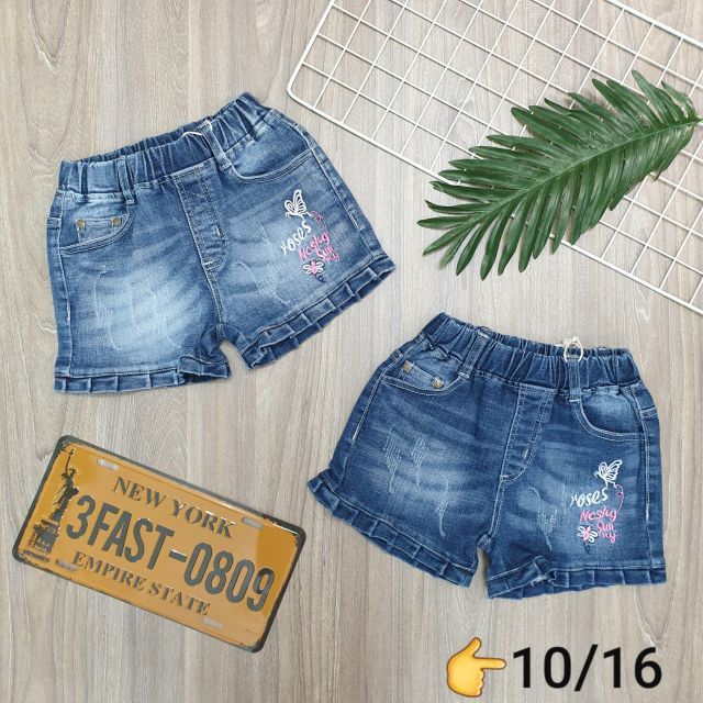 Quần sọt Jeans bé gái co giãn mạnh.