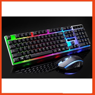 ✅ Màu Đen | Bộ Bàn Phím Kèm Chuột Máy Tính Con Báo Có LED 7 Màu Ấn Tượng