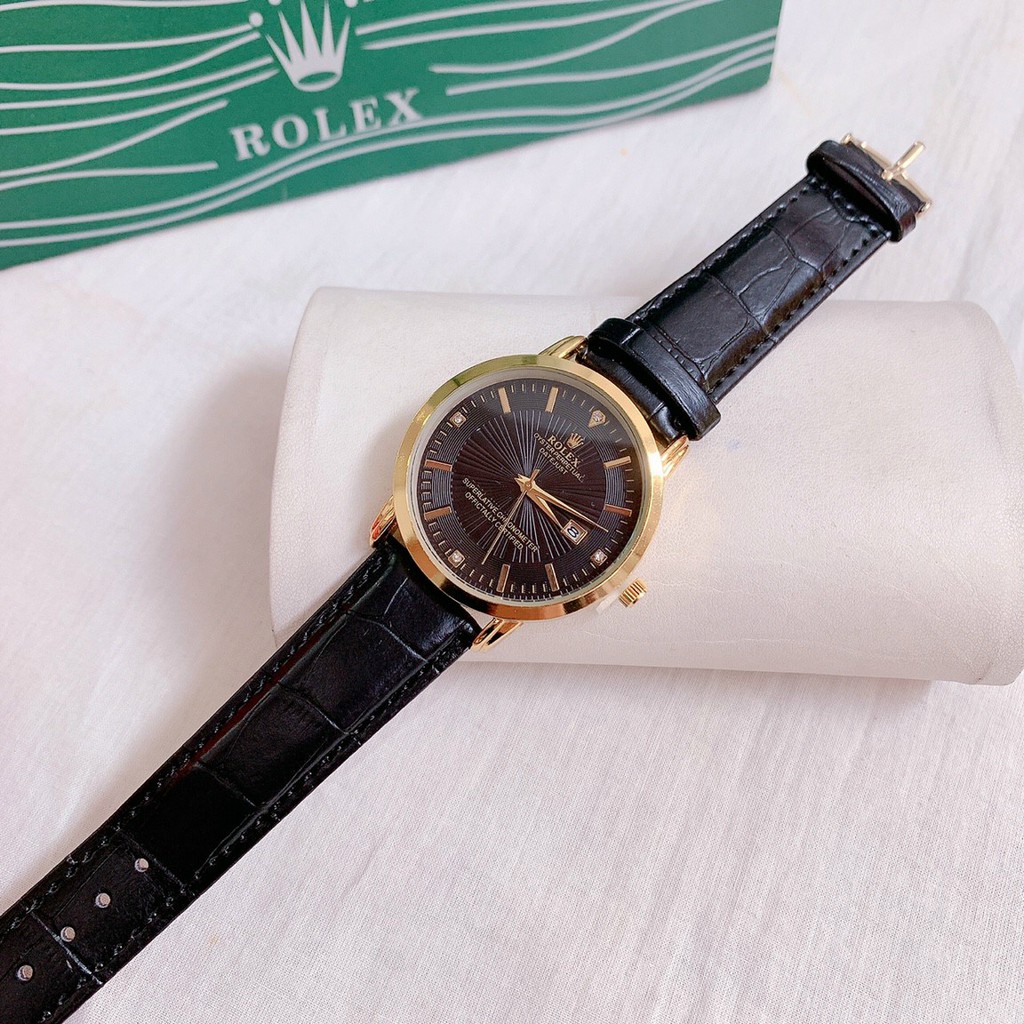 Đồng hồ Nam Rolex dây da mềm, phong cách classic, hàng full box thẻ bảo hành 12 tháng
