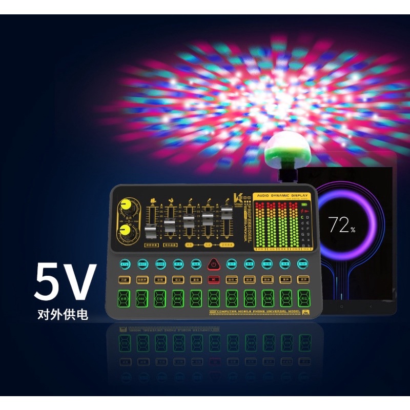 Sound Card Livestream K500 – Thu âm, Karaoke Livestream FB, Bigo live hỗ trợ tốt các dòng mic 5v