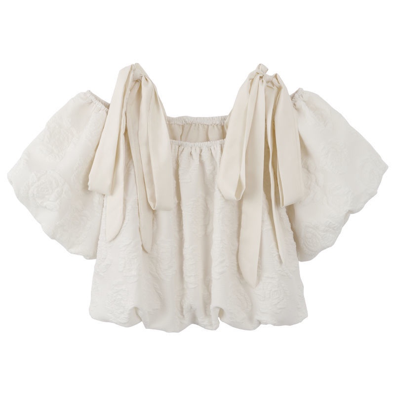 Áo Chiffon Tay Ngắn Phồng Trễ Vai Phong Cách Hàn Quốc Dành Cho Nữ