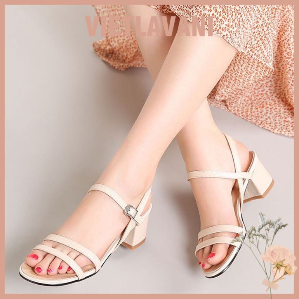 Sandal cao gót nữ quai ngang dáng hàn quốc cao 5cm - LNS3