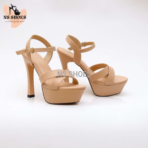 Giày cao gót đế đúp hở mũi quai chữ X dễ đi, rất êm chân 13cm - NS2113