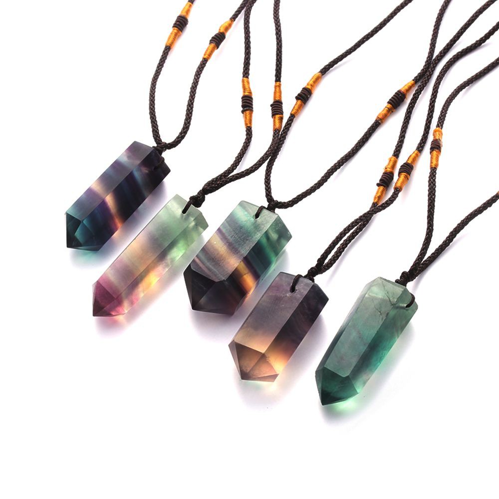 vòng cổ Mặt Đá Fluorite Tự Nhiên Thời Trang Cho Nữ