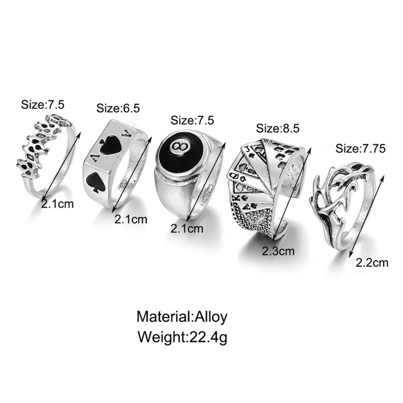 Set 5/7 nhẫn đeo tay kim loại phong cách Hàn Quốc thời trang