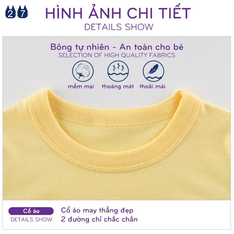 Áo bé gái 27HOME áo cotton cộc tay cho bé in hình hoa quả hàng xuất Âu Mỹ