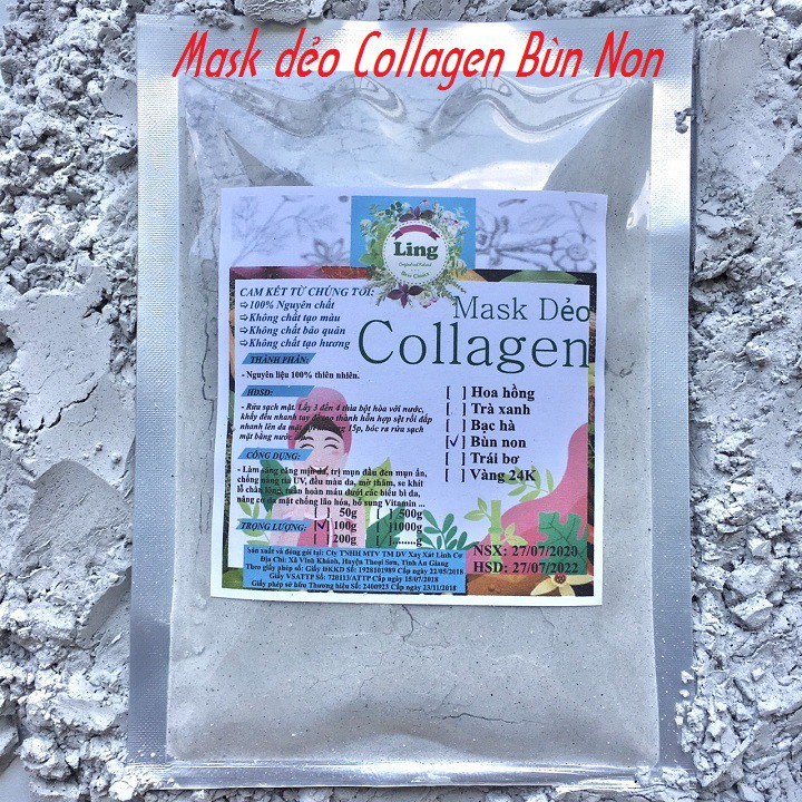 1Kg Mask dẻo Collagen Bùn Non có giấy VSATTP và ĐKKD nguyên chất thiên nhiên 100% dùng để đắp mặt