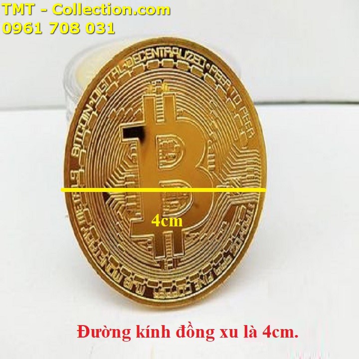 Xu Bitcoin Vàng, Xu khác hình rõ ràng tinh xảo, mặt trước là hình đồng tiền ảo Bitcoin; đường kính 4cm - SP002456
