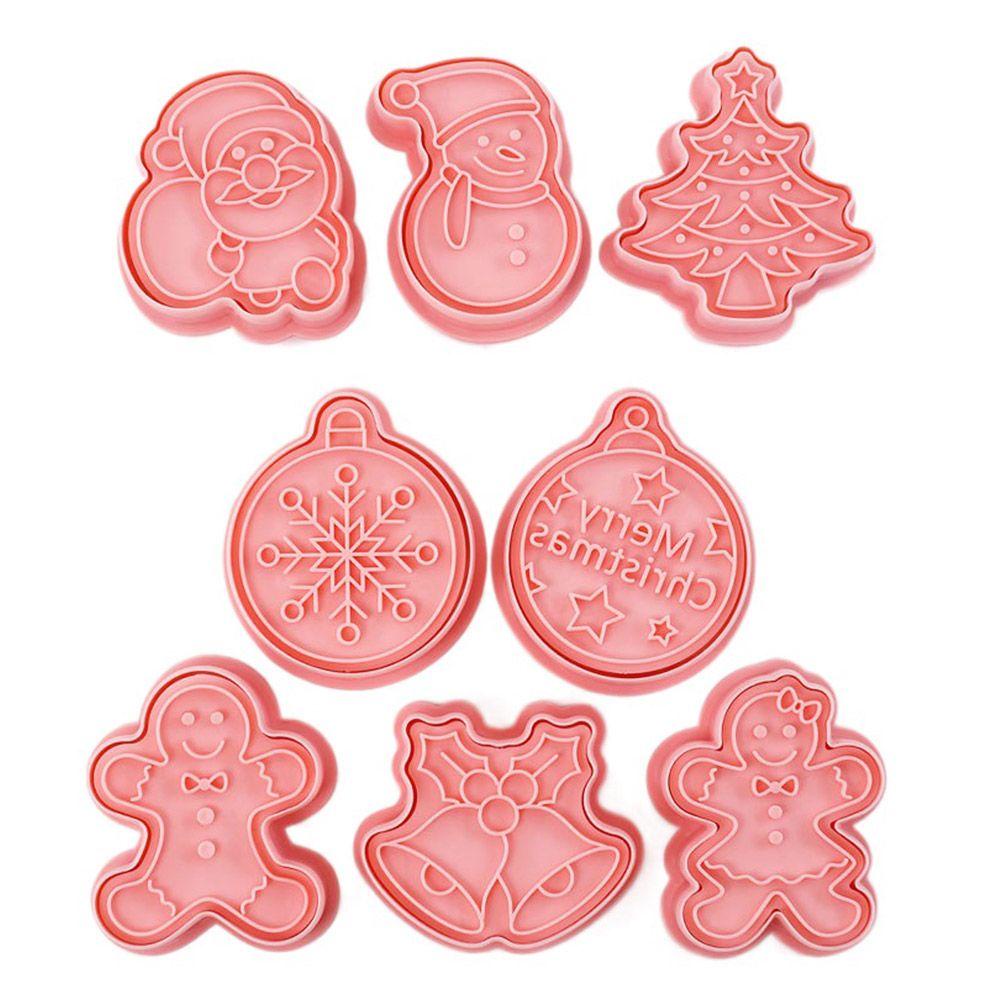 Set 8 Khuôn Làm Bánh Quy Hình Ông Già Noel / Bông Tuyết Bằng Nhựa
