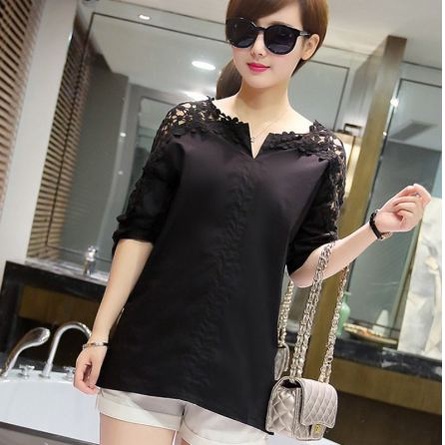 Áo sơ mi nữ dáng suông tay lỡ phối ren độc đáo lạ mắt