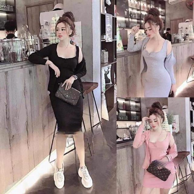 Đầm body Hai Dây có áo Khoác (2 món) A2-AK | BigBuy360 - bigbuy360.vn