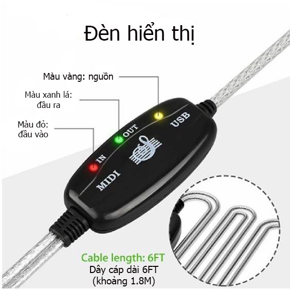 Dây cáp âm thanh - nhạc cụ cổng MIDI