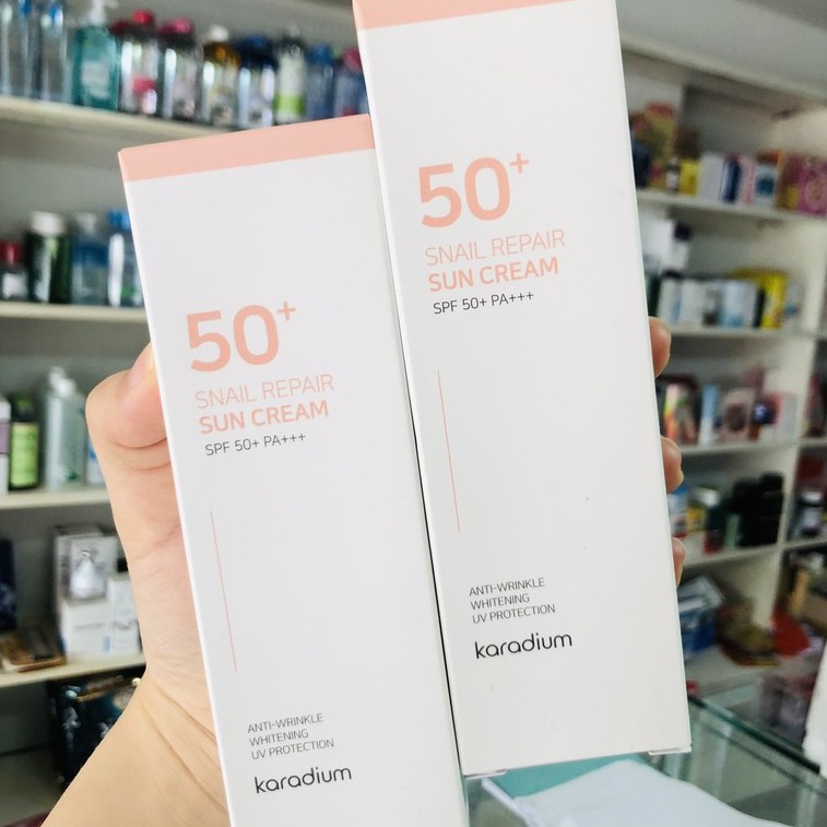 Kem chống nắng nâng tone hàn quốc, Kem Chống Nắng Karadium  Snail Repair Sun Cream SPF 50+ PA+++ 70mL