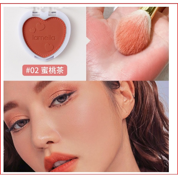 Phấn Má Hồng Trái Tim Lameila Đơn Sắc Sắc Tố Cao Màu Tự Nhiên Mềm Mịn Bền Màu Lâu Trôi Không Bết Dính