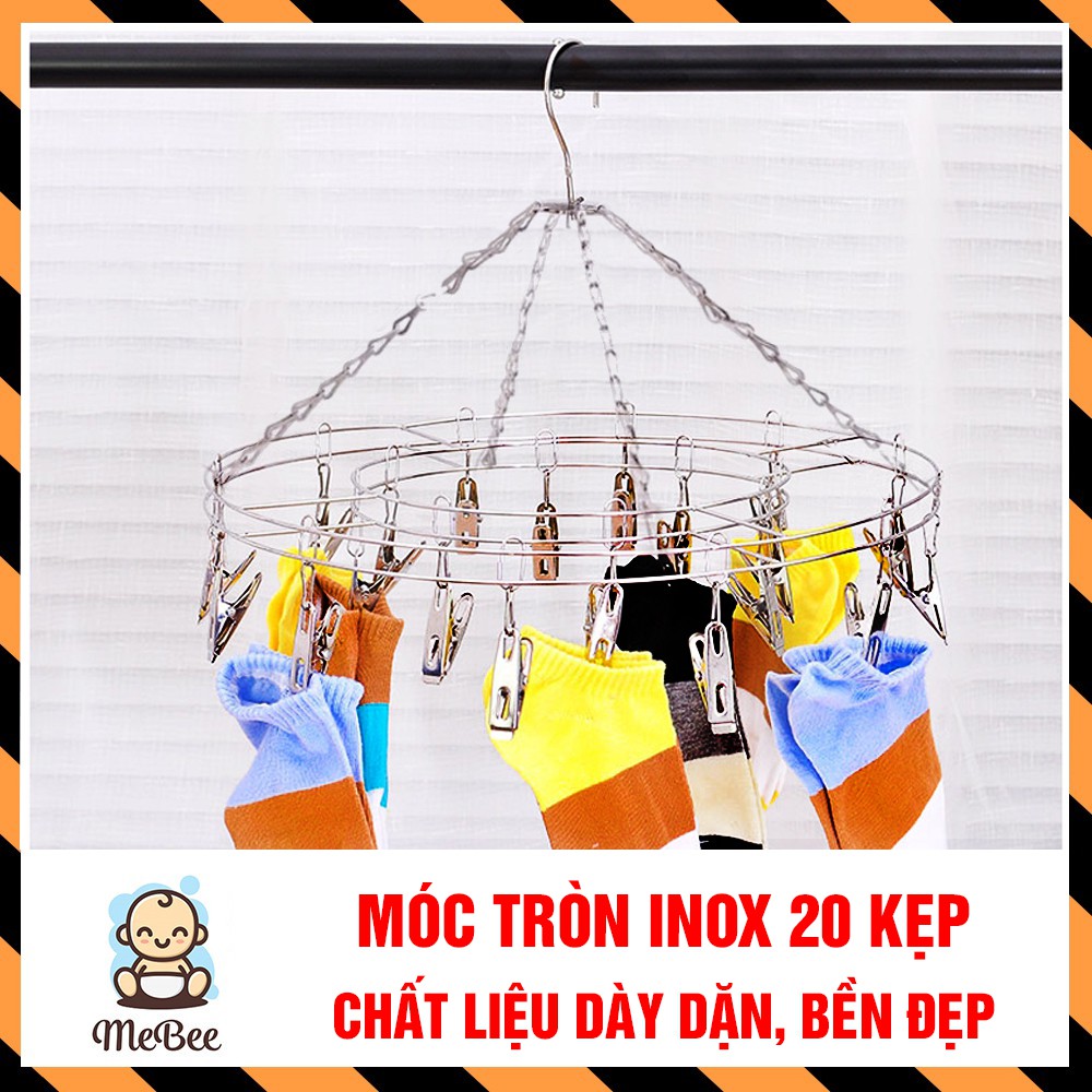 Móc tròn,móc chùm inox treo quần áo (20 móc)