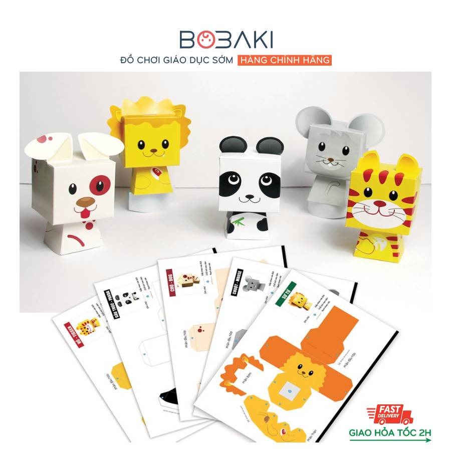 Bộ gấp giấy mô hình 3D đồ chơi cho bé phát triển kỹ năng Thương Hiệu BOBAKI