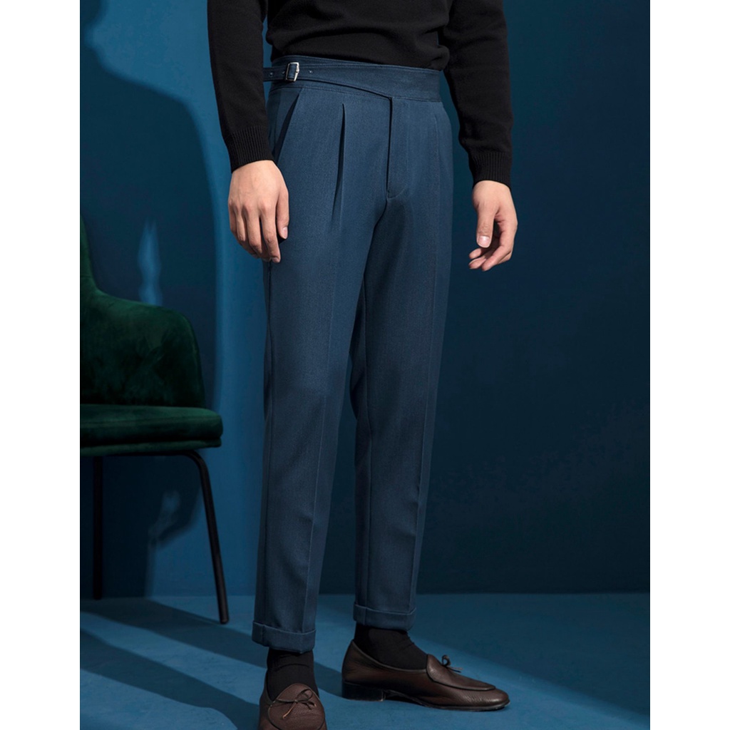 Quần Âu Nam QA4, Quần Tây Nam Vải Jeans Đen, Xanh, Phong Cách Cổ Điển Paris Ý