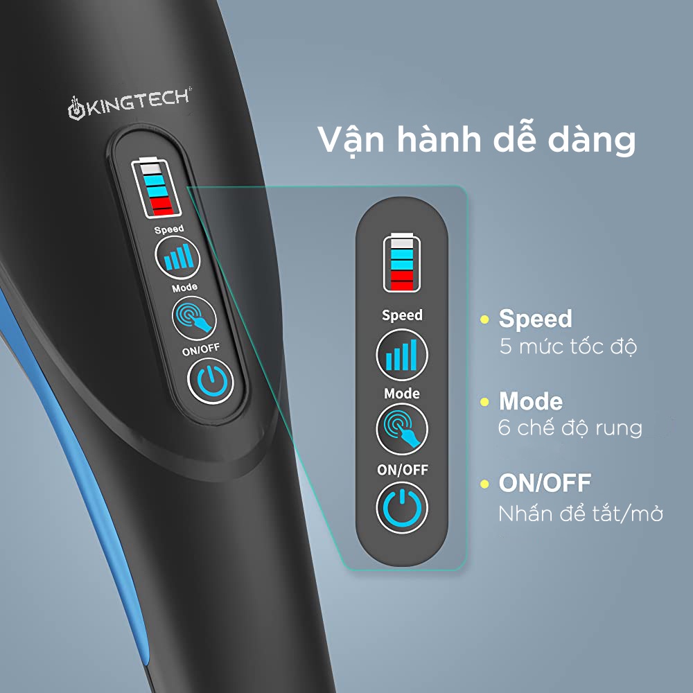Máy Massage Cầm Tay Đa Năng Cao Cấp KingTech LUX-900 - Mát Xa Toàn Thân, Giảm Đau Mỏi Cho Lưng, Cổ Vai Gáy, Chân, Tay
