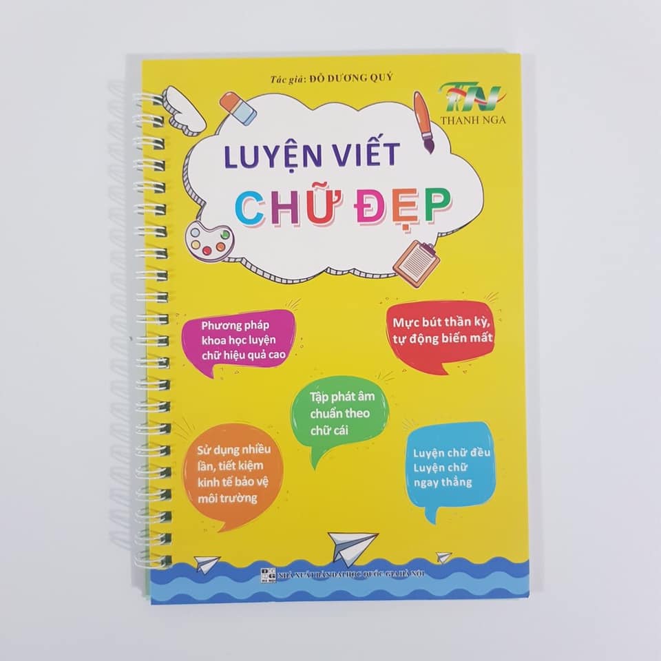 Bộ 3 Vở Viết Thần Kỳ Tự Xóa, Tặng Kèm 2 Bút 8 Ngòi - Kèm Túi Đựng Vở