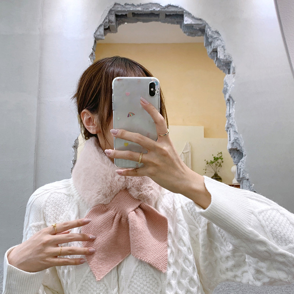 Khăn quàng cổ bằng lông giả dệt kim dày giữ ấm nhiều màu tùy chọn cho nữ