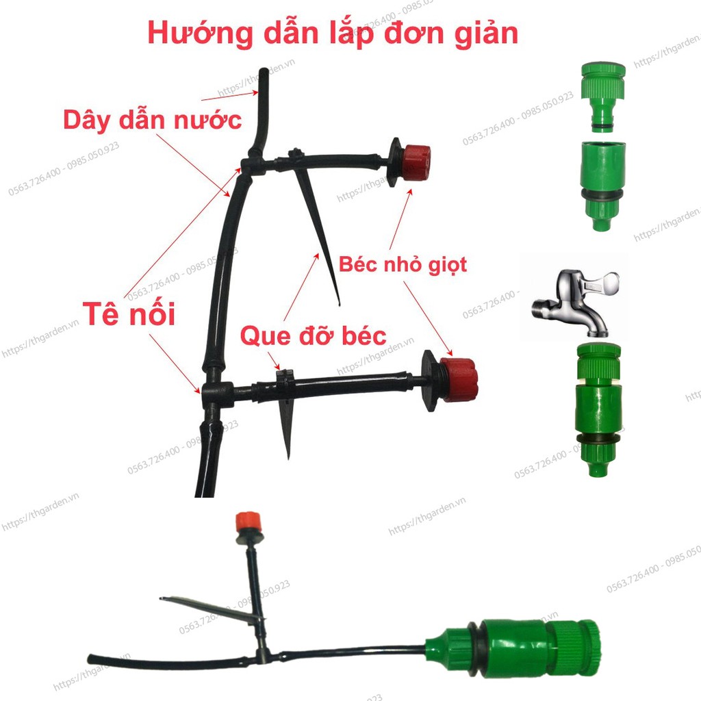 Hệ Thống Tưới Nhỏ Giọt Cao Cấp TH155 - Giảm tới 70% lượng nước tưới - Đầy đủ phụ kiện đi kèm