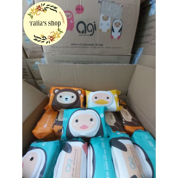 Khăn ướt Agi Hàn Quốc 100 tờ không mùi - KHÔNG TẶNG