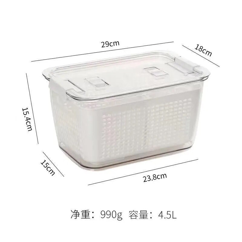 set 2 Hộp 4.5L đựng thực phẩm tủ lạnh, hộp bảo quản rau củ quả tươi tủ lạnh có lỗ thoát khí, Hộp đựng rau quả tủ lạnh | BigBuy360 - bigbuy360.vn