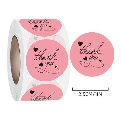 [Rẻ Vô Địch] 01 Cuộn 500 Stick dán nhãn Thank You dùng để trang trí đóng gói hàng