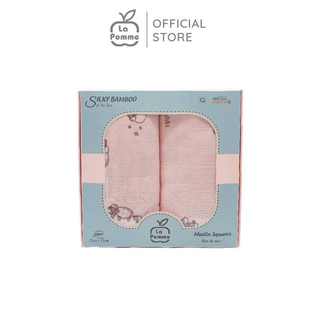 K002 Set 2 Khăn đa năng sợi tre lụa La Pomme - 75x75cm Pink Sheep