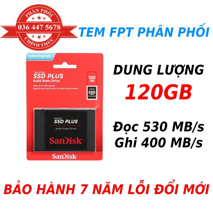 Ổ Cứng SSD SanDisk Plus 120GB bảo hành năm, tem FPT phân phối | BigBuy360 - bigbuy360.vn