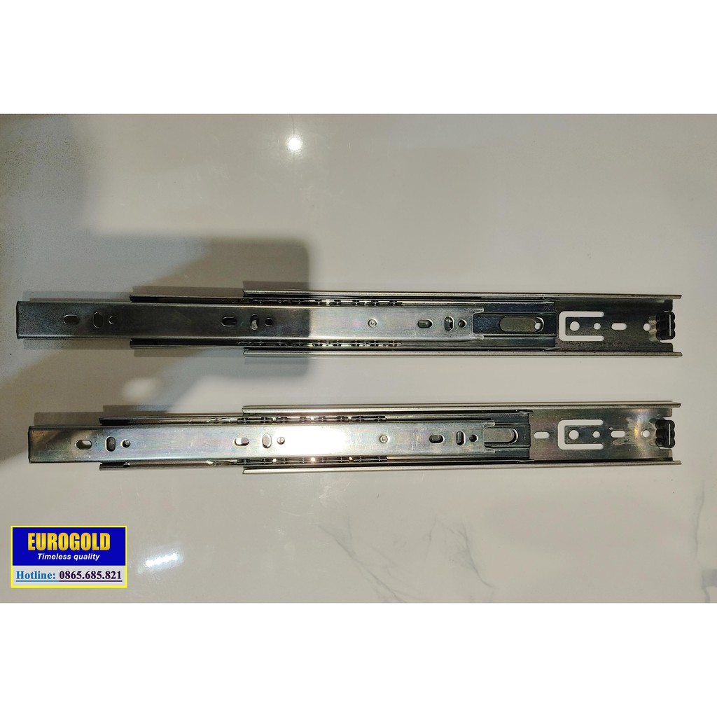 Thanh ray bi trượt hốc tủ không giảm chấn, Thanh trượt bi 3 tầng bản 25cm - 50cm, Ray trượt ngăn kéo