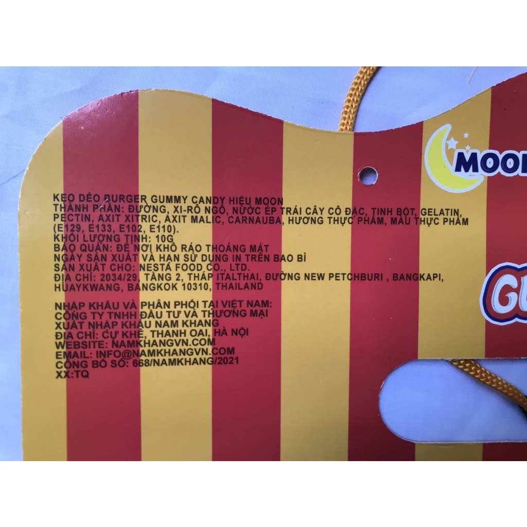 Kẹo Dẻo Moon Burger Hương Trái Cây